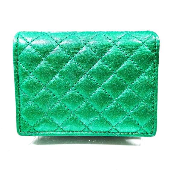 Gucci Laminated Nappa Trapuntata Card Case/Wallet GG Logo in Jasmine Green - Picture 2 of 8